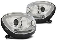 Pair Tube Light Chrome headlights