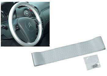 Aluminium leather steering wheel cover (imp. cm 9.3-10)