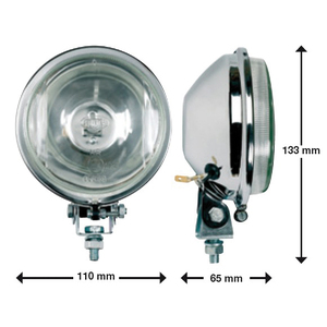 Pair chrome round driving lamps 100 mm diam