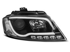 Coppia Fari anteriori neri con DRL e striscia LED