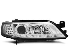 Coppia Fari anteriori cromati con indicatori LED